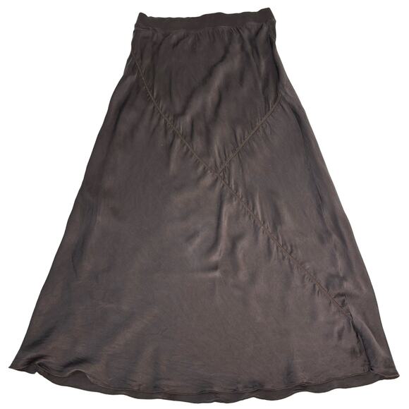 ATM Melillo Brown Satin Silk Bias Cut Midi Skirt M - Picture 1 of 9